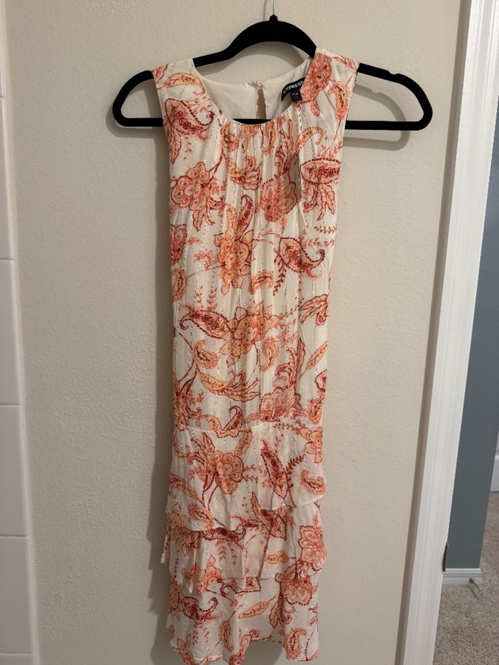 Express Printed Mini Ruffle Dress